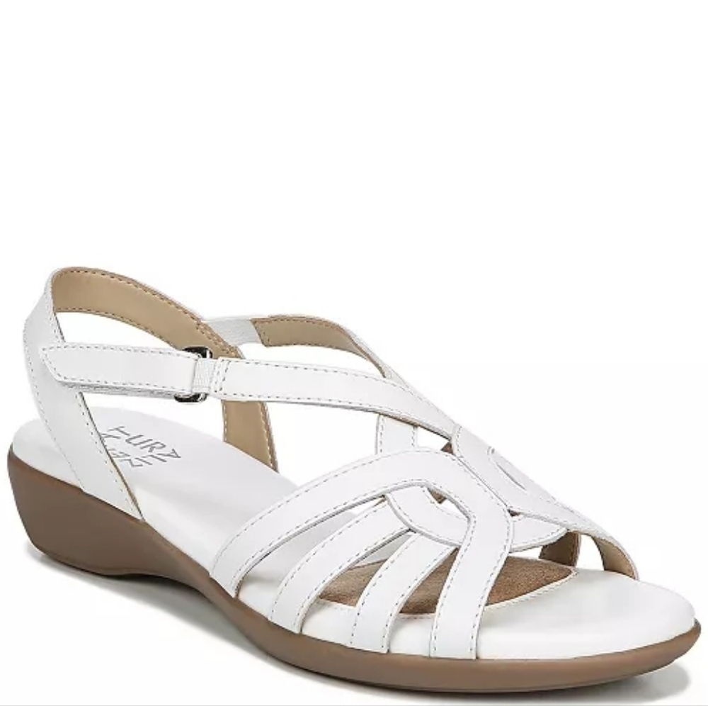 Naturalizer Catrina White Leather Strappy Sandals Sz 12 New
